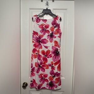 Mario Serrani Italy Women's Stretch Shift Dress Sleeveless Fuchsia Floral size 6